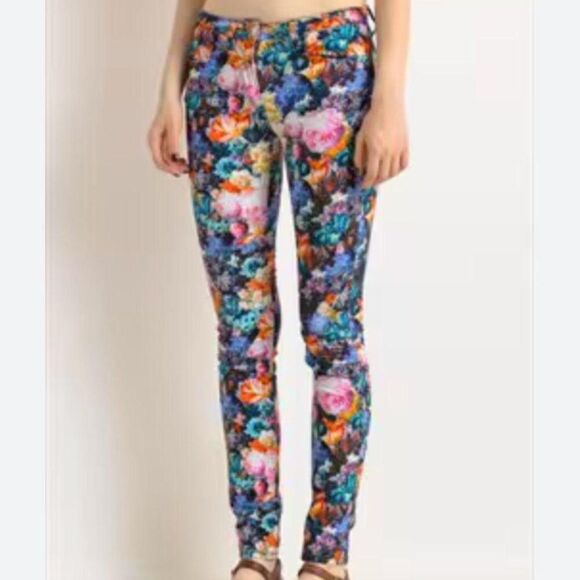 Women Sandro Flora Mid Waist Denim Skinny Jeans Vintage In Multi Color Size US 6 - Picture 1 of 8